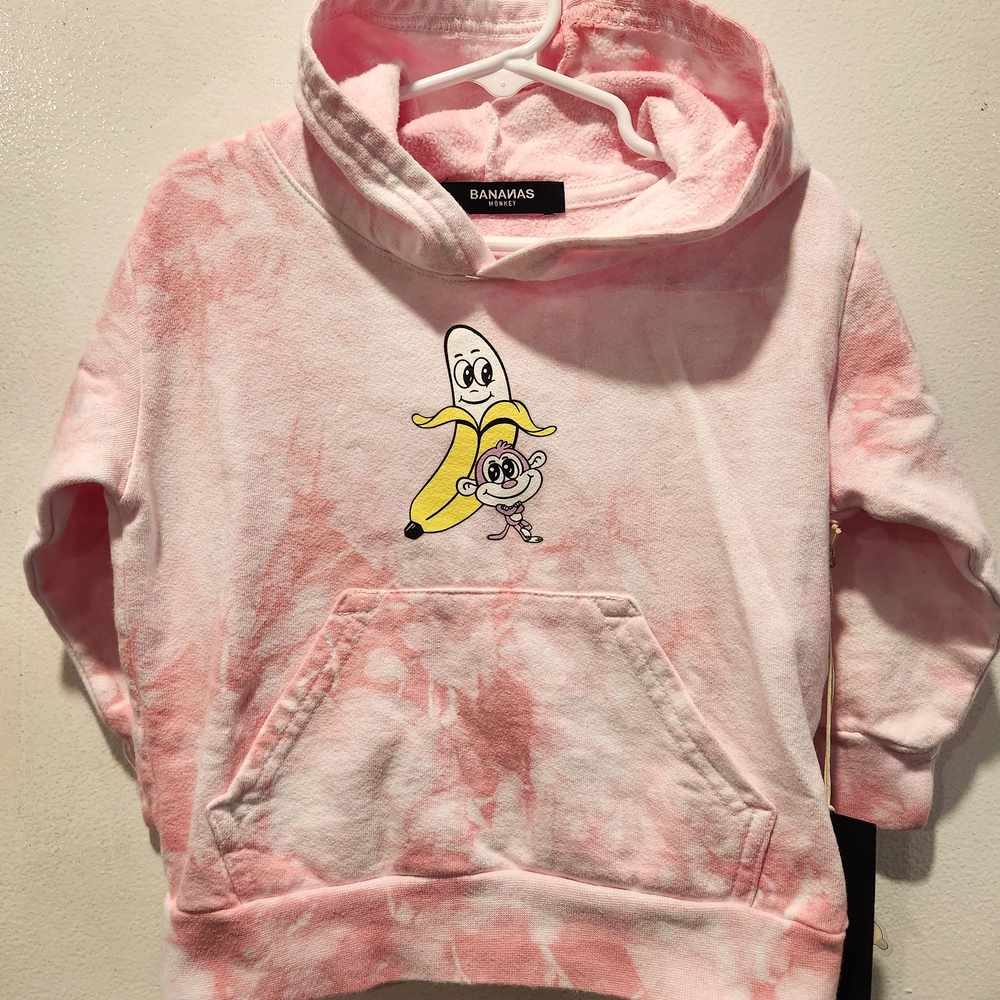 NWT! Bananas Monkey 2T Pink Tie Dye Hoodie